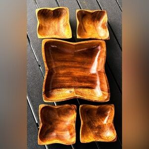 Vintage Monkey Pod Wood Bowls